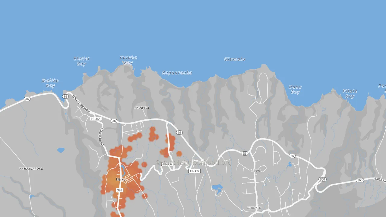 Bike Grade map of Pauwela, HI