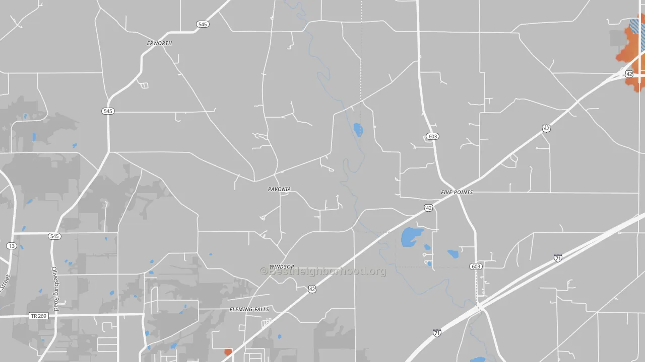 Bike Grade map of Pavonia, OH