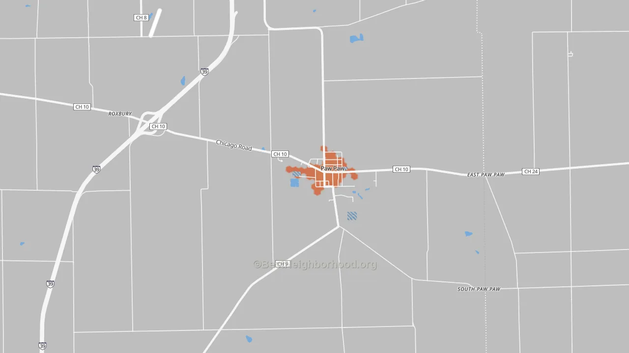 Bike Grade map of Paw Paw, IL