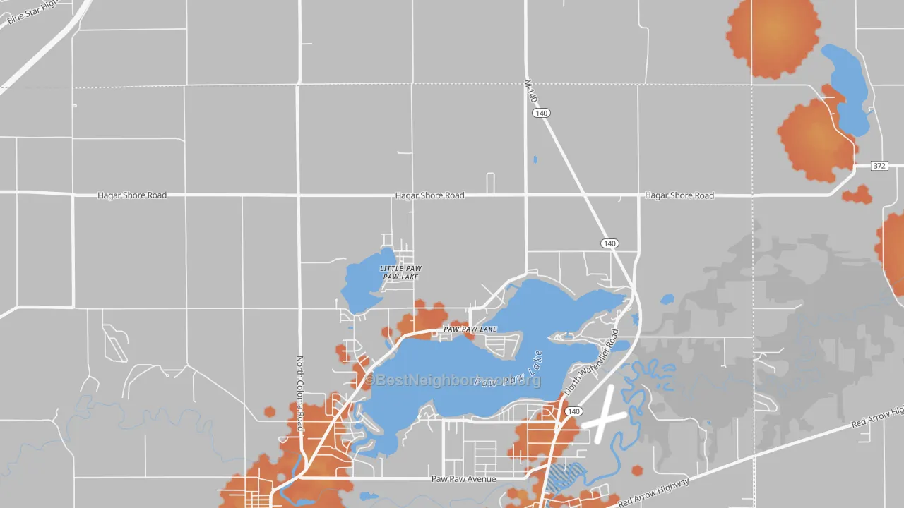 Bike Grade map of Paw Paw Lake, MI