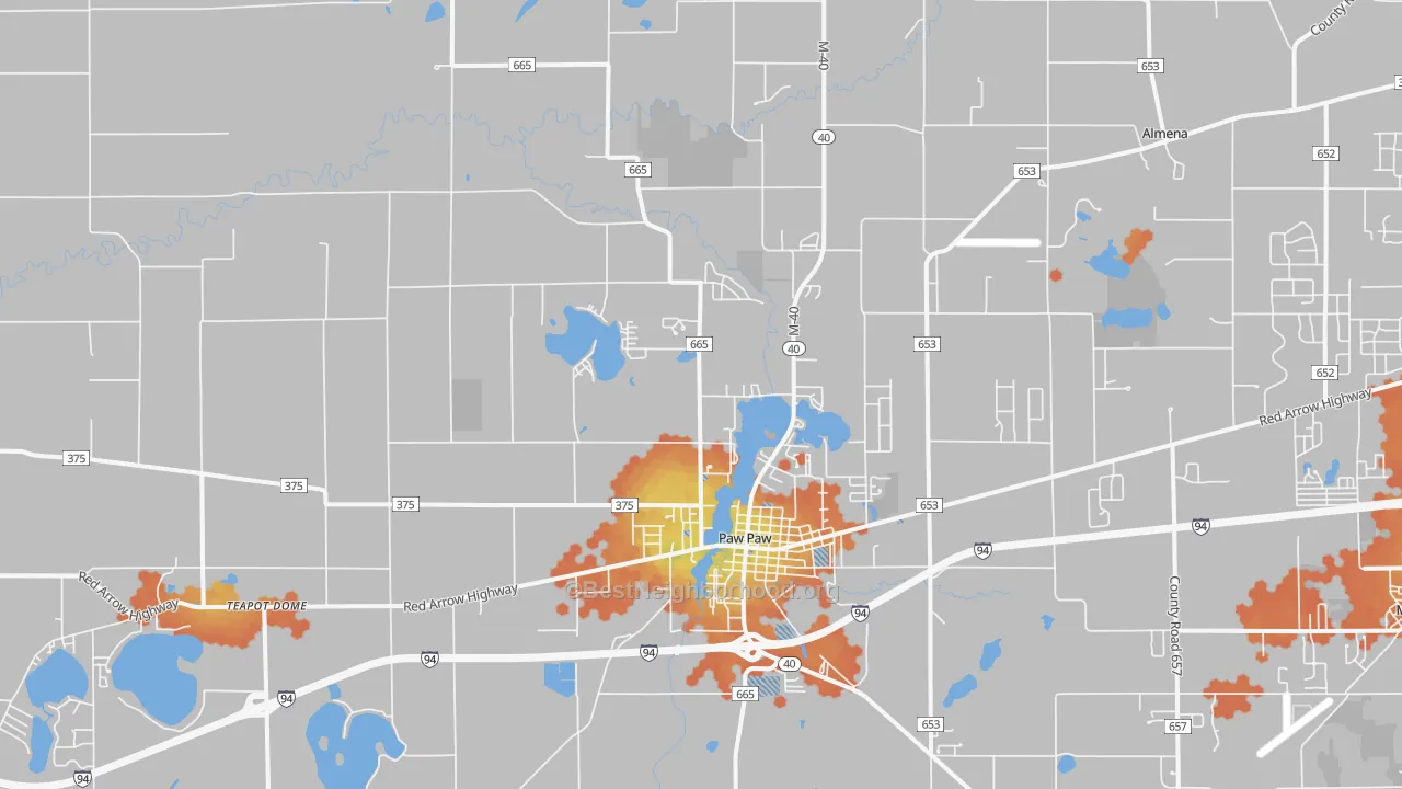 Bike Grade map of Paw Paw, MI