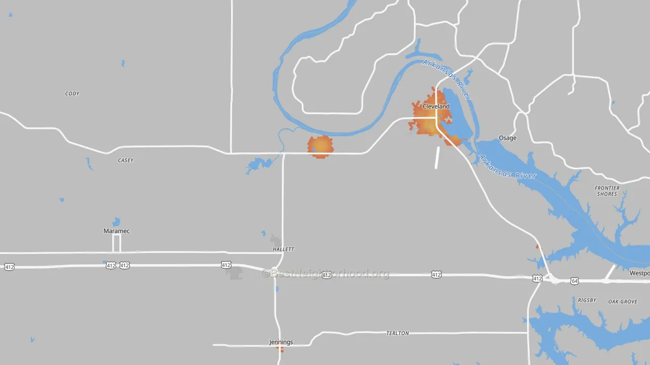 Bike Grade map of Pawnee County, OK