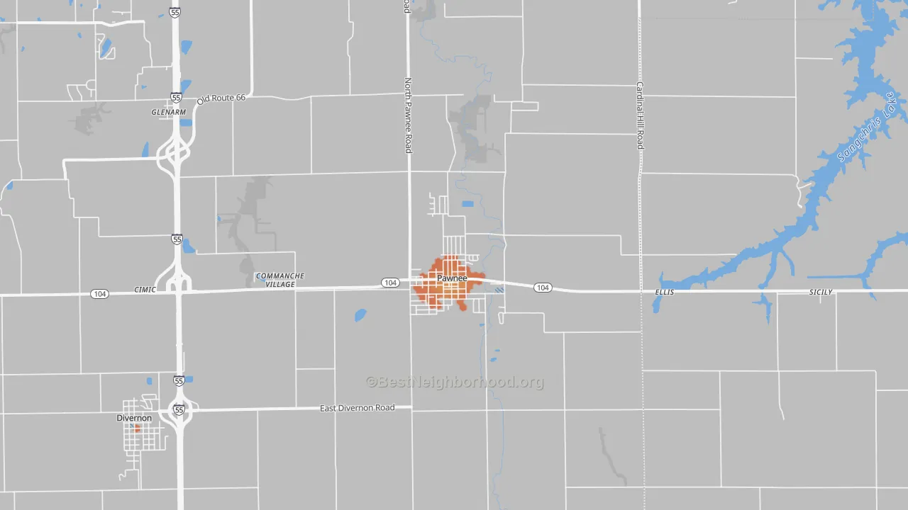 Bike Grade map of Pawnee, IL