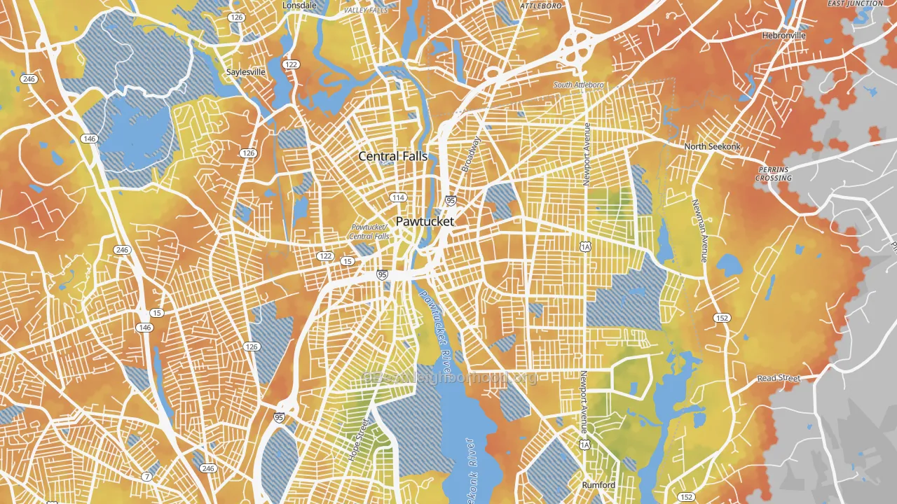 Bike Grade map of Pawtucket, RI