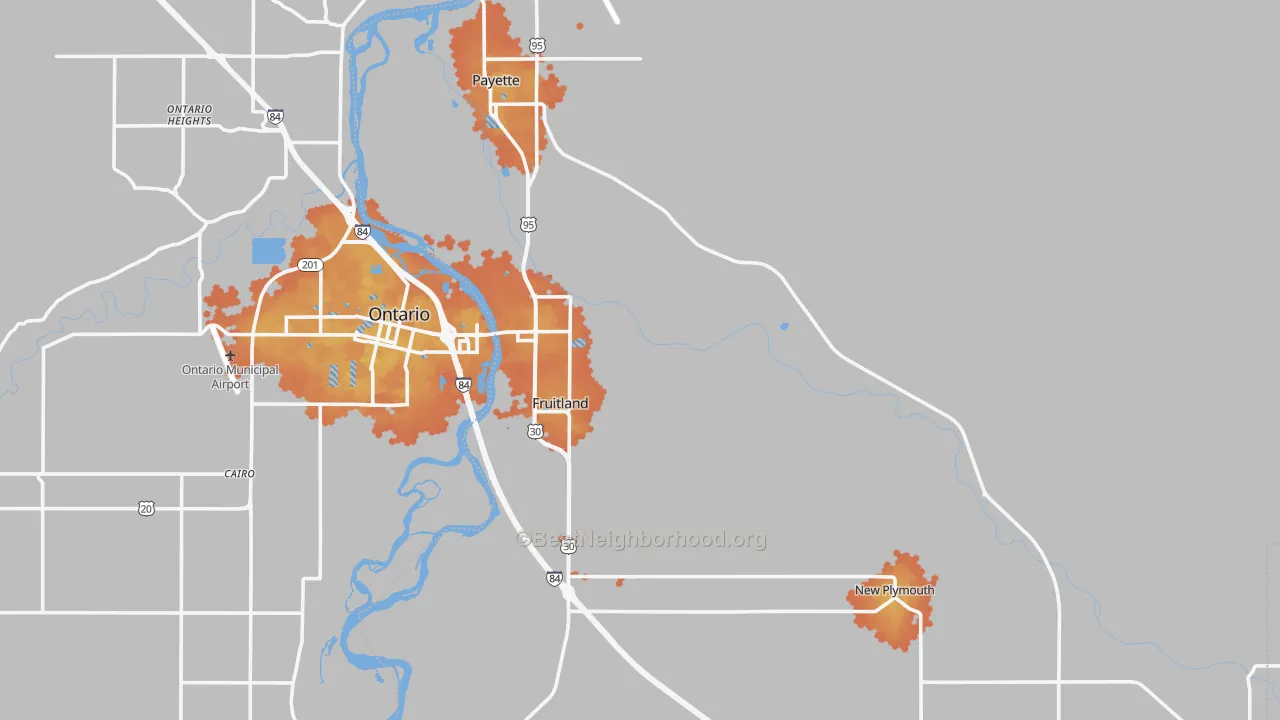 Bike Grade map of Payette County, ID