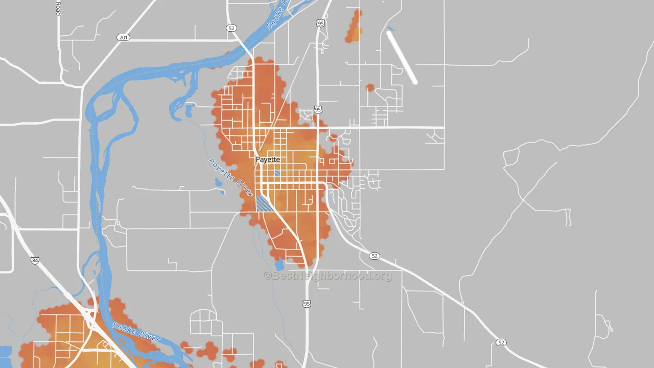 Bike Grade map of Payette Heights, Payette, ID