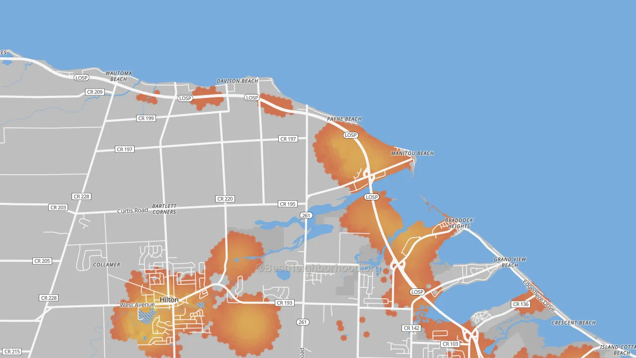 Bike Grade map of Payne Beach, NY