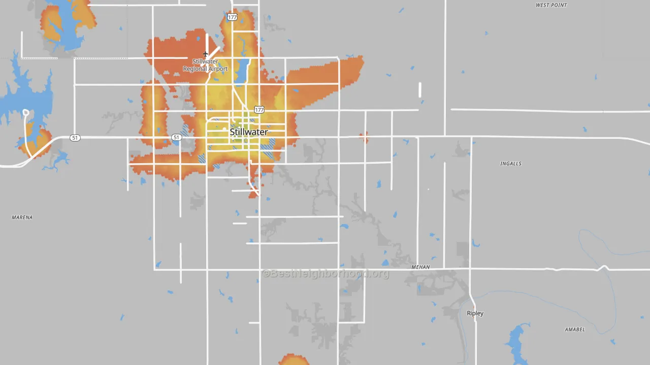 Bike Grade map of Payne County, OK