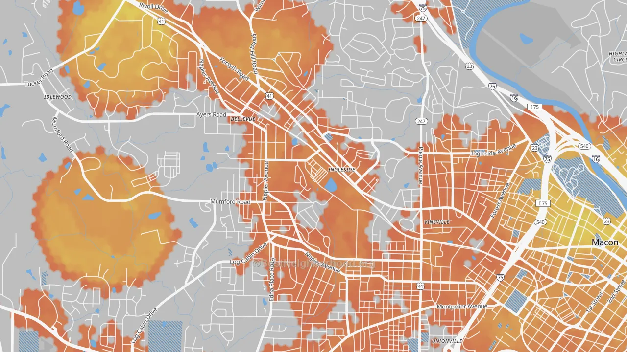 Bike Grade map of Payne, GA