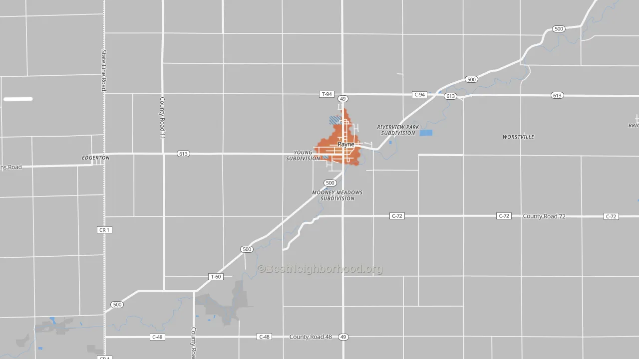 Bike Grade map of Payne, OH