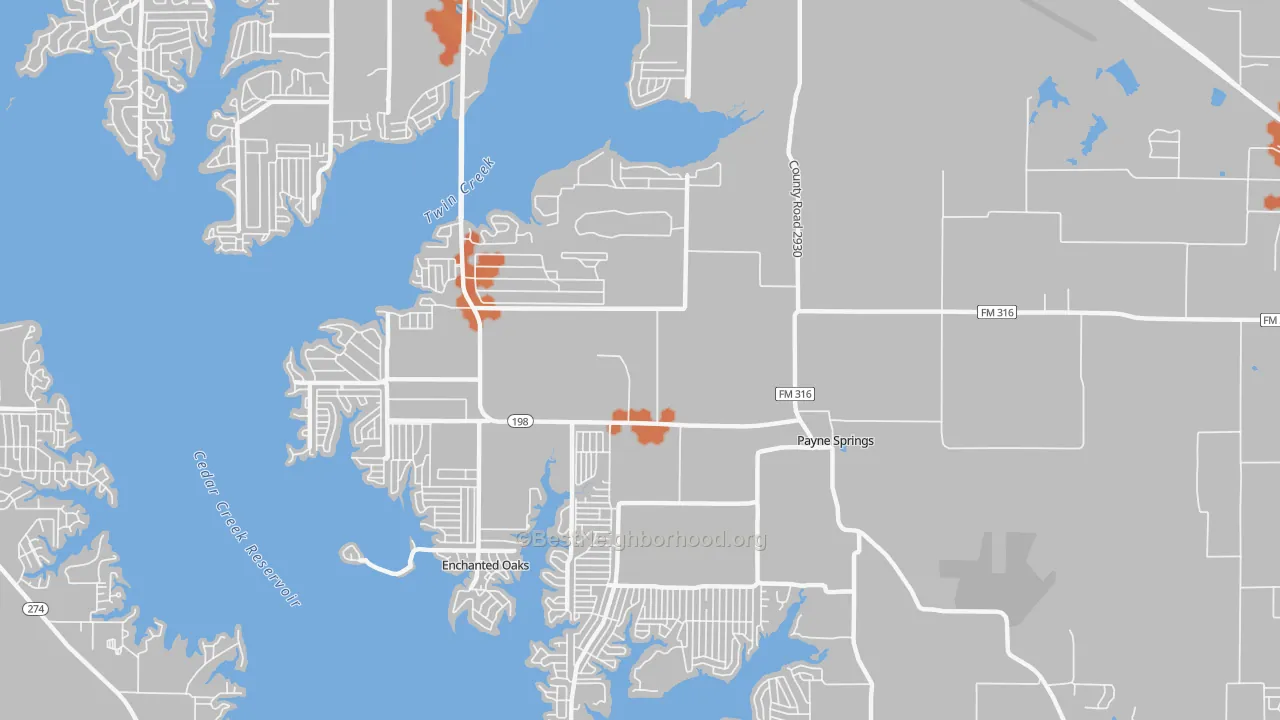 Bike Grade map of Payne Springs, TX