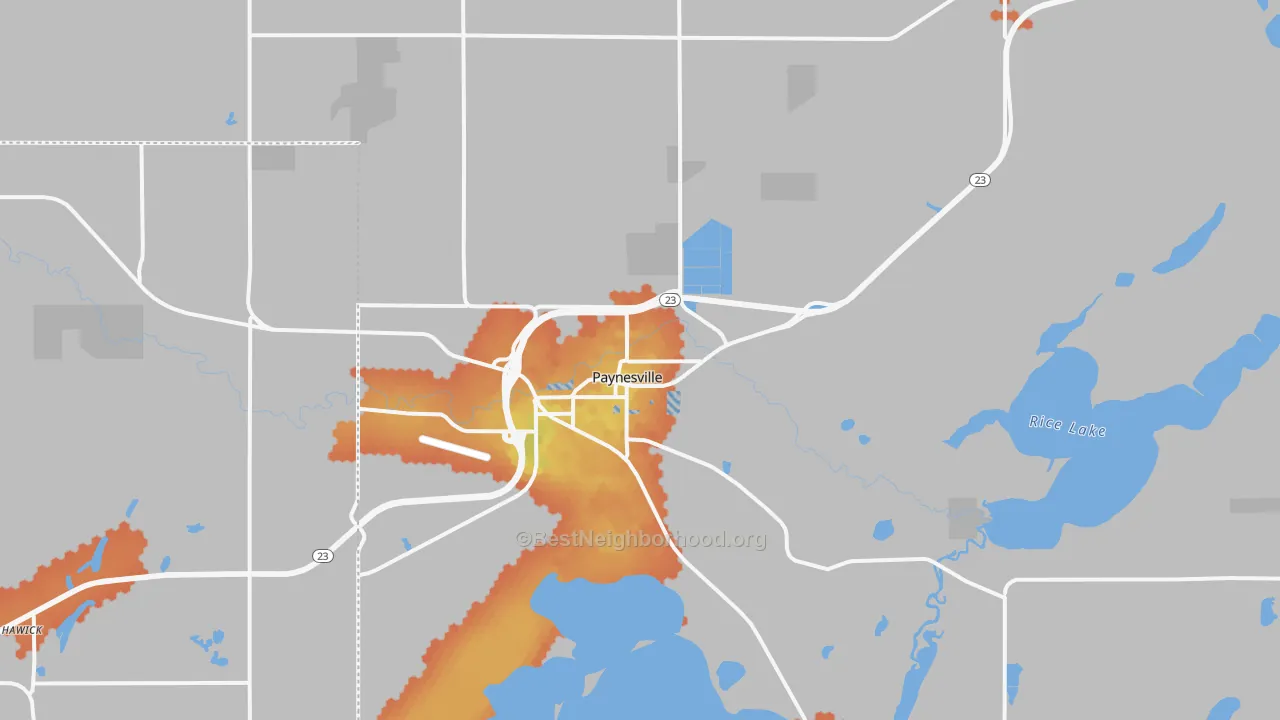 Bike Grade map of Paynesville, MN