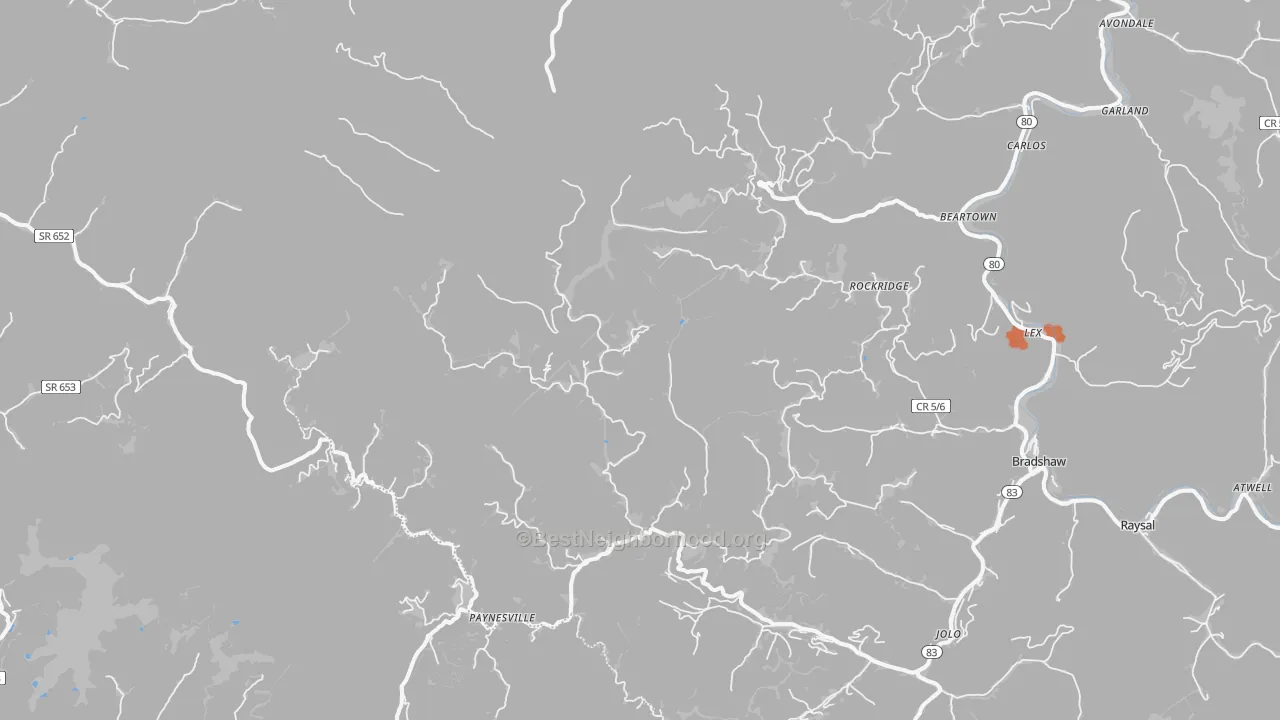Bike Grade map of Paynesville, WV