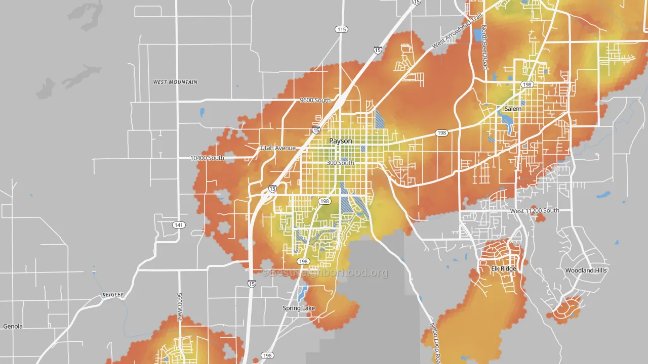 Bike Grade map of Payson, UT