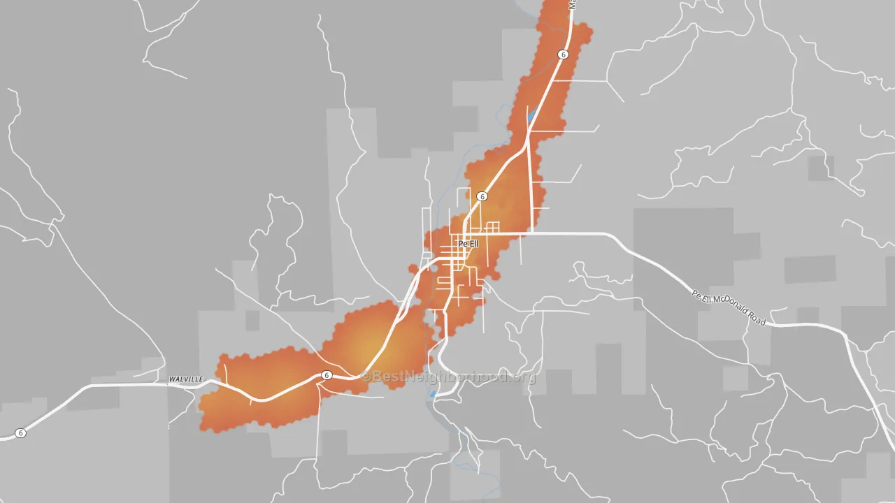 Bike Grade map of Pe Ell, WA