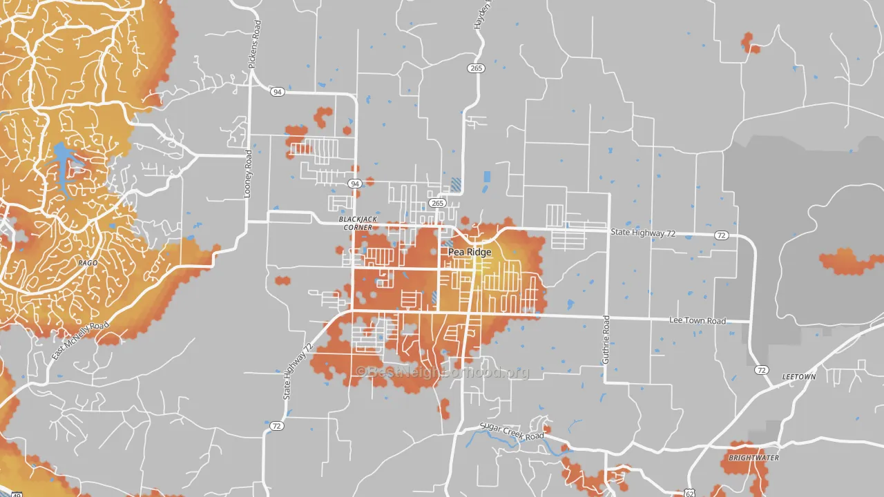Bike Grade map of Pea Ridge, AR