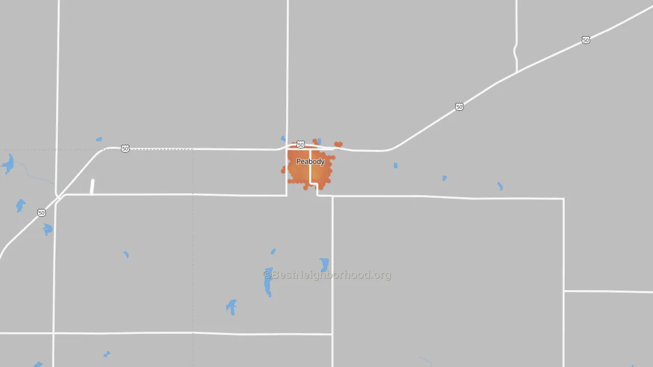 Bike Grade map of Peabody, KS