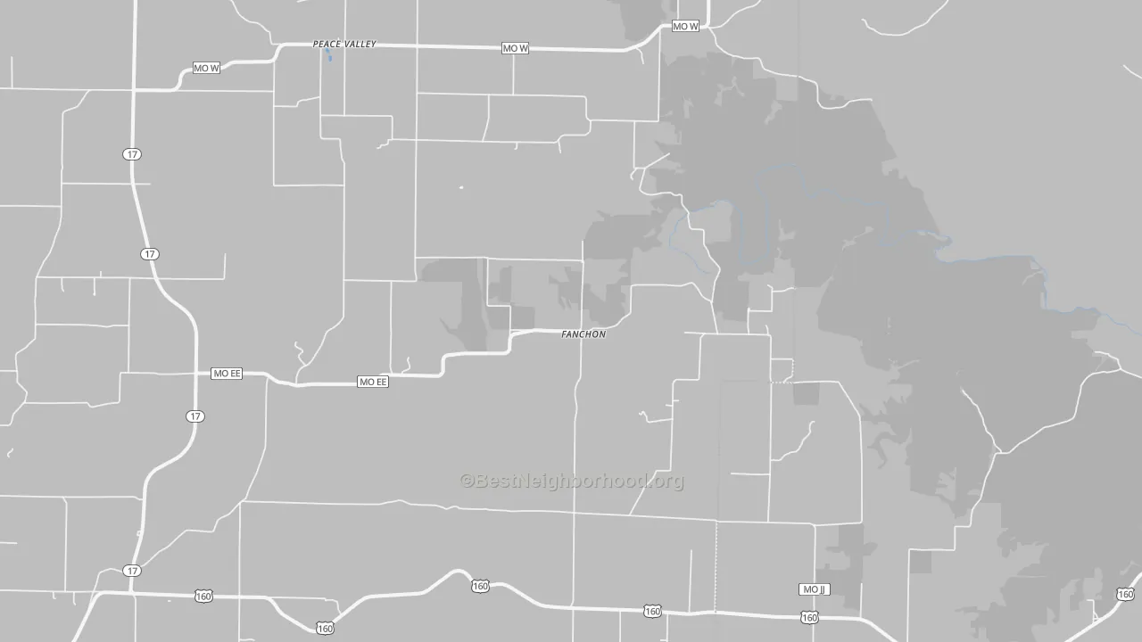 Bike Grade map of Peace Valley, MO