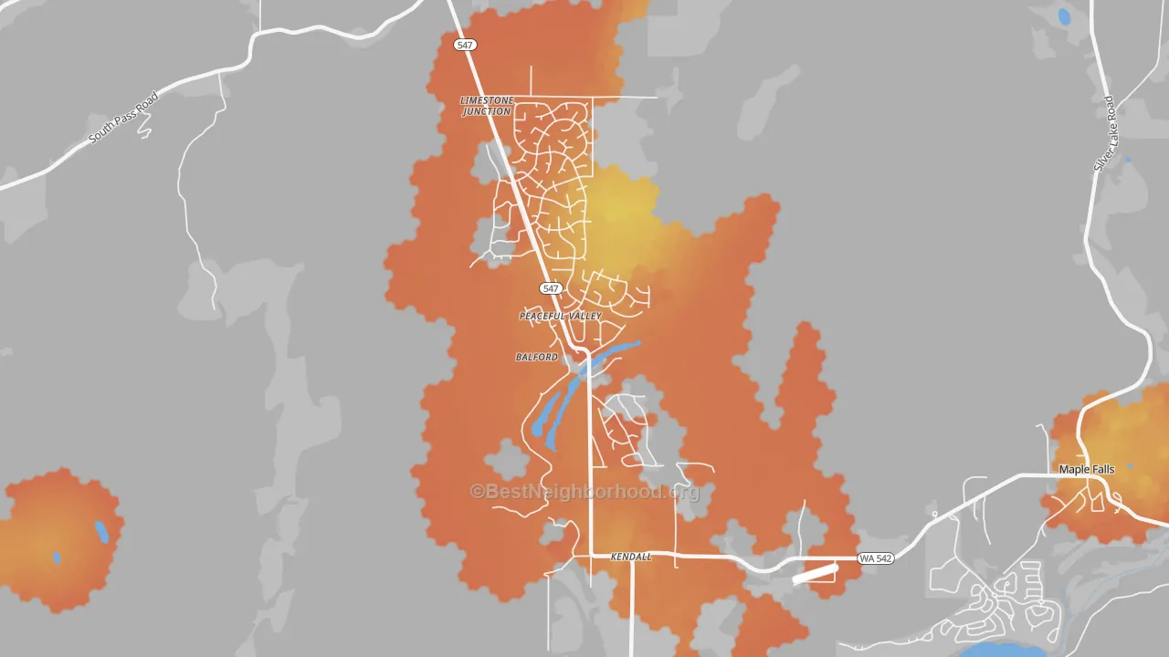 Bike Grade map of Peaceful Valley, WA