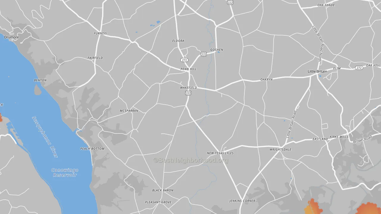 Bike Grade map of Peach Bottom, PA