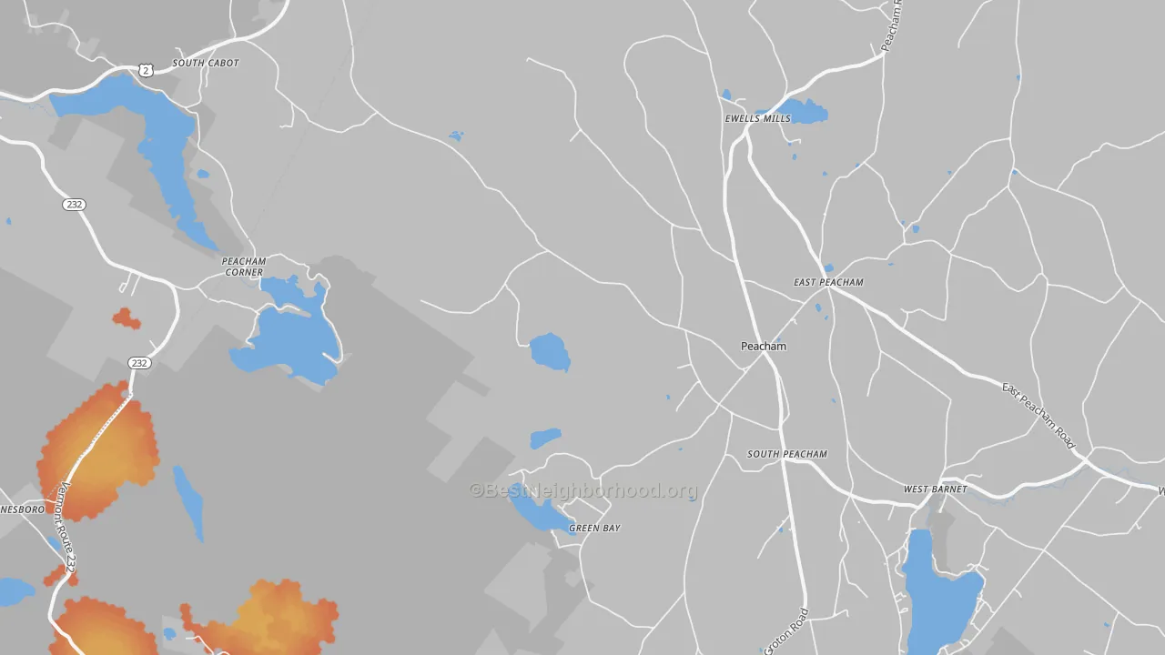 Bike Grade map of Peacham, VT