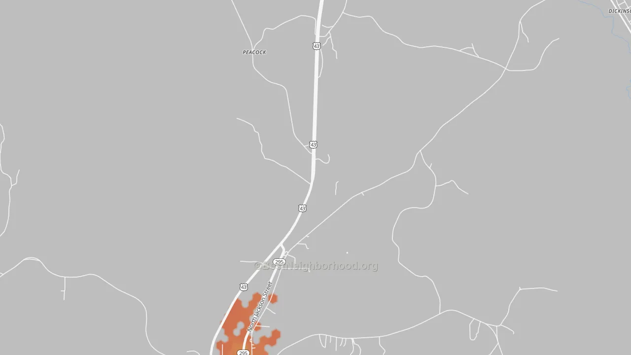 Bike Grade map of Peacock, AL