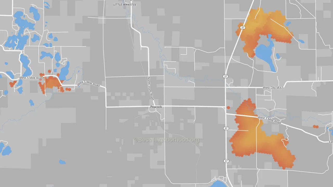 Bike Grade map of Peacock, MI