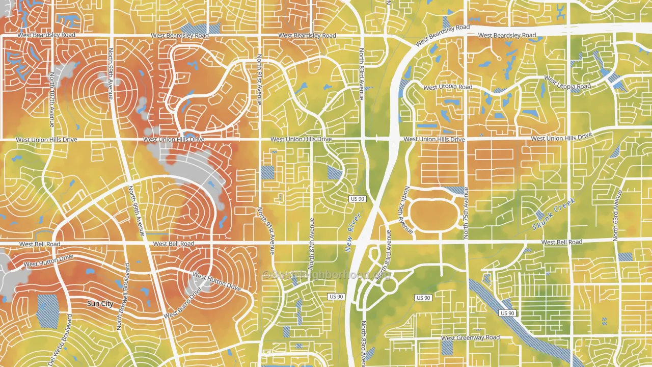 Bike Grade map of Peacock Village, Peoria, AZ