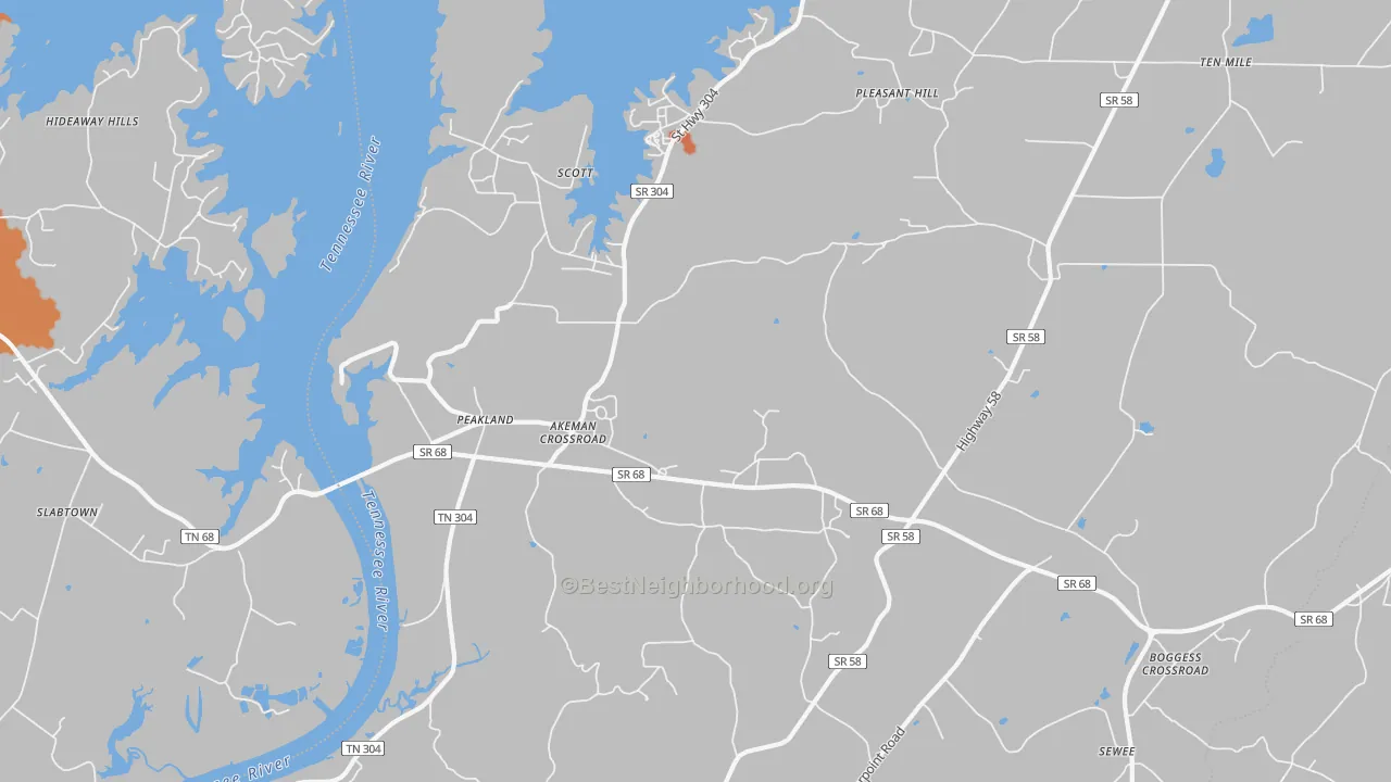 Bike Grade map of Peakland, TN