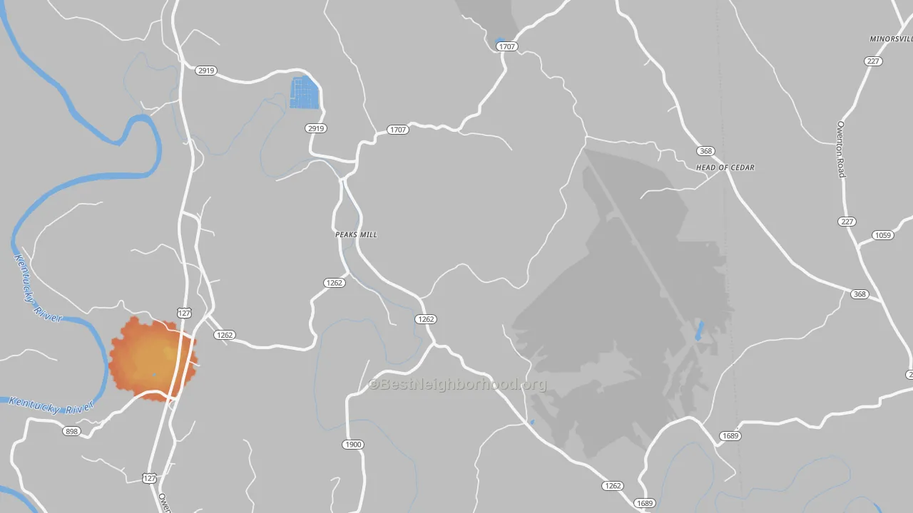 Bike Grade map of Peaks Mill, KY