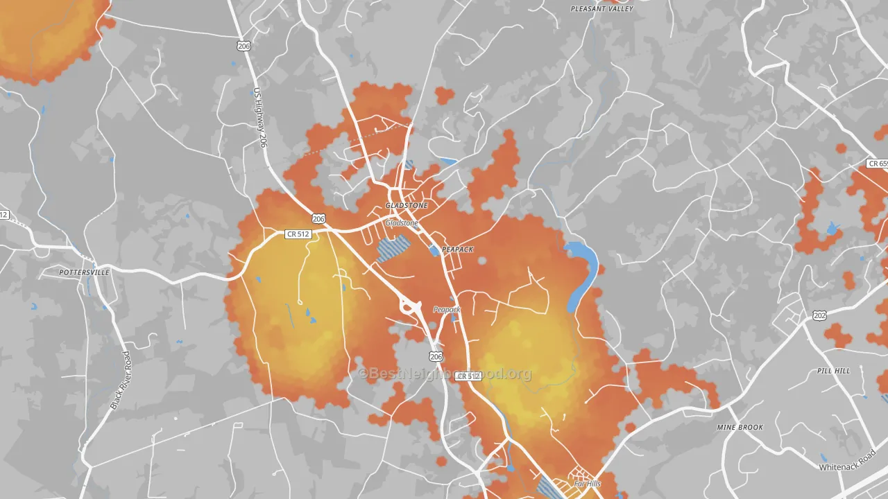 Bike Grade map of Peapack and Gladstone, NJ
