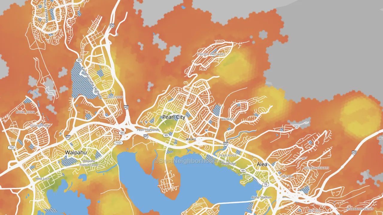 Bike Grade map of Pearl City, HI