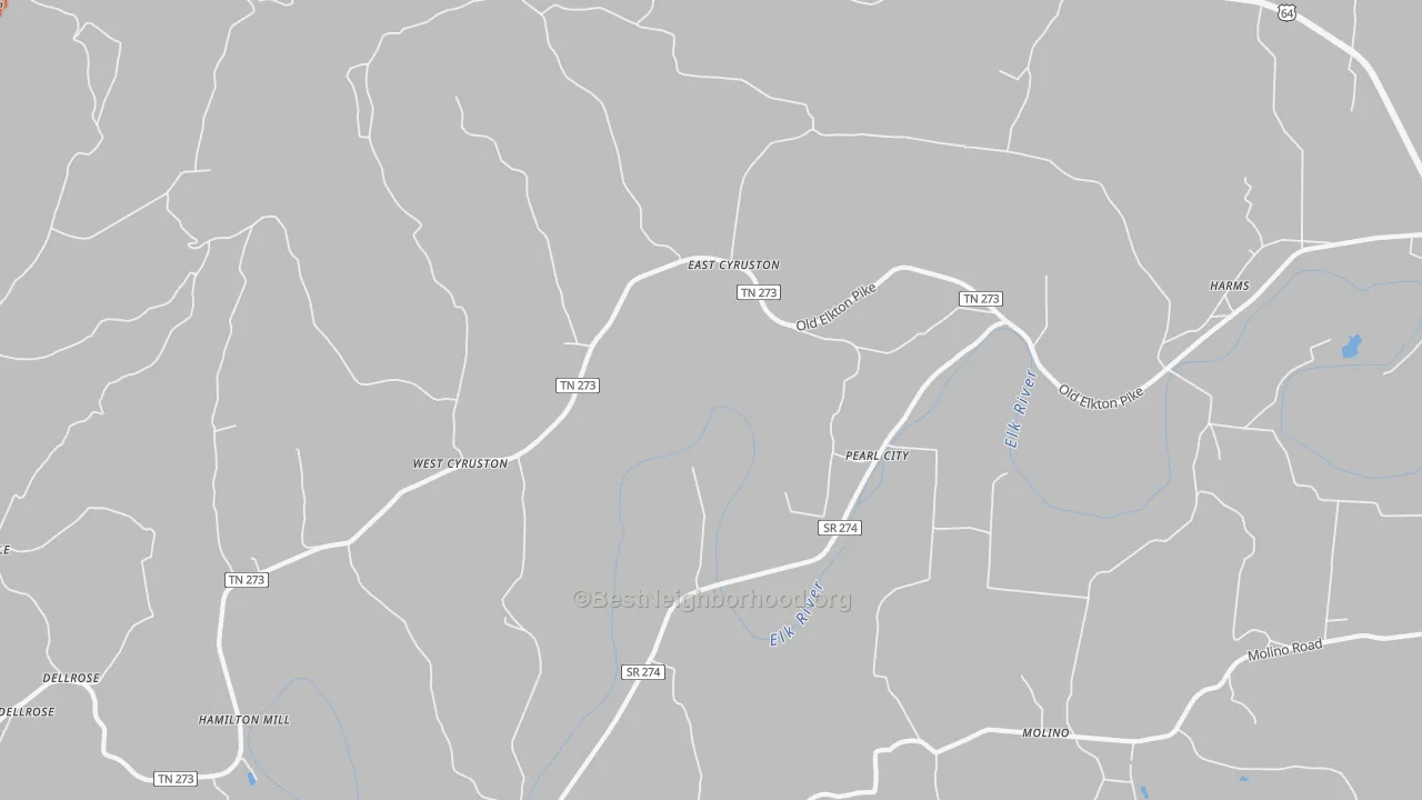 Bike Grade map of Pearl City, TN