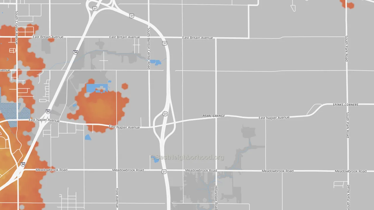 Bike Grade map of Pearl Grange, MI