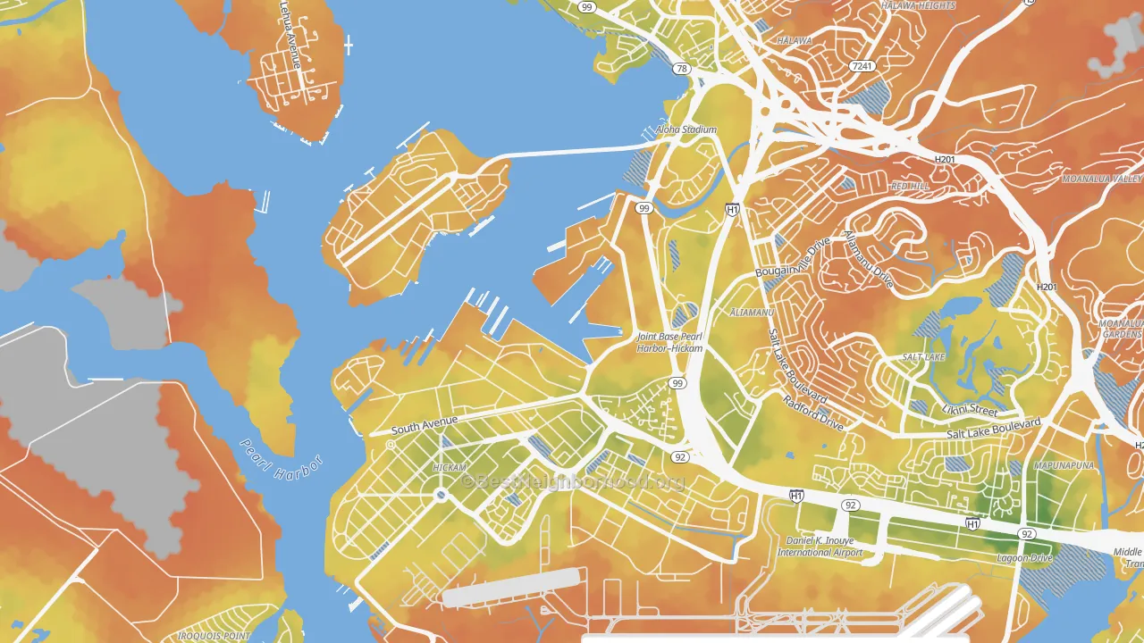 Bike Grade map of Pearl Harbor, HI