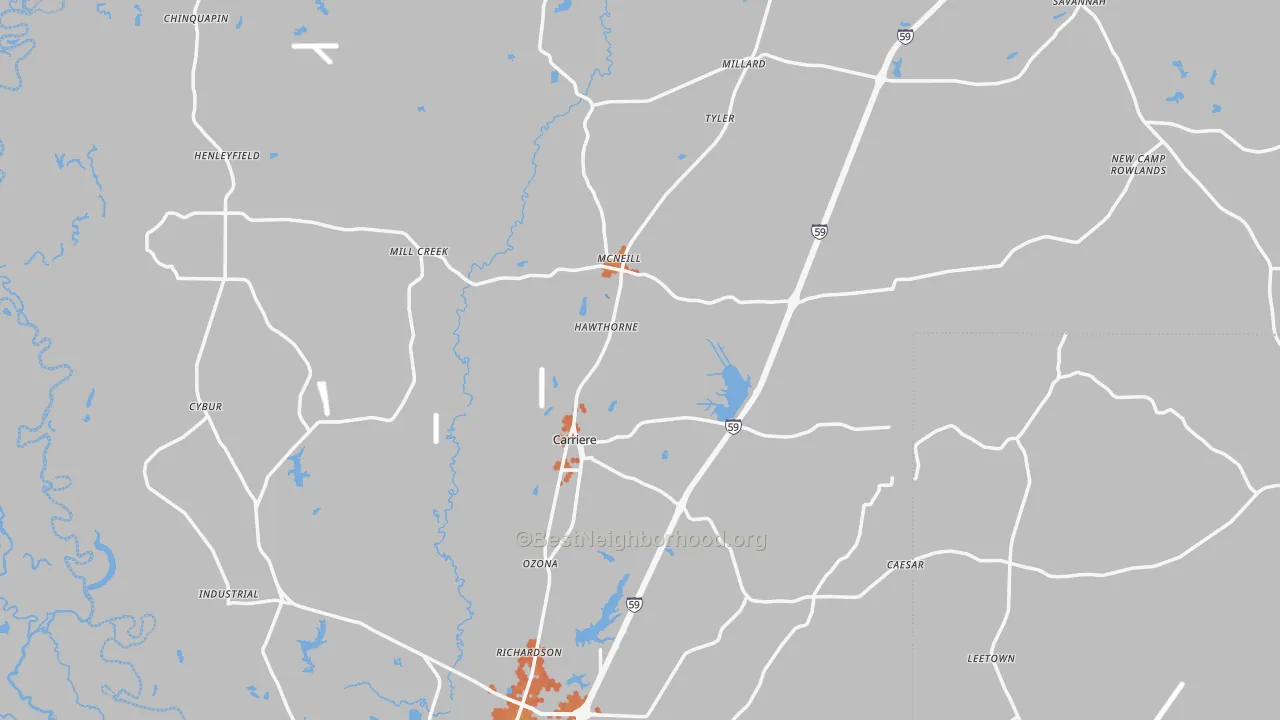 Bike Grade map of Pearl River County, MS