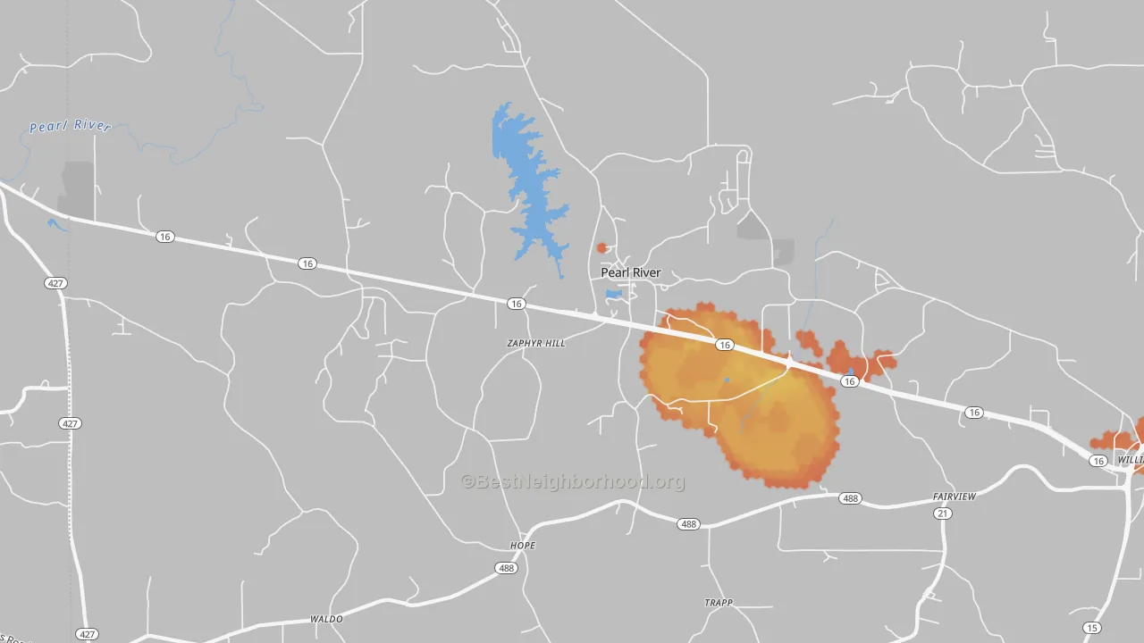 Bike Grade map of Pearl River, MS