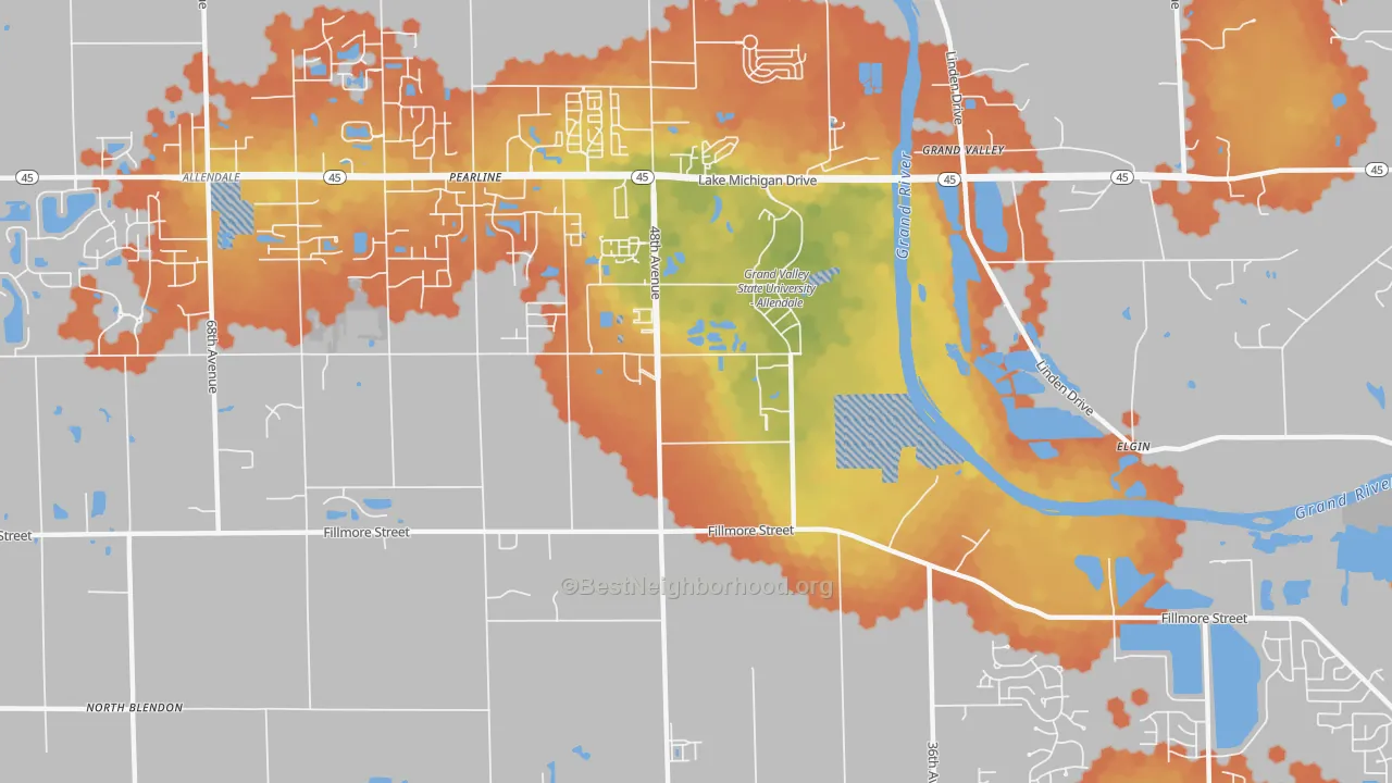 Bike Grade map of Pearline, MI