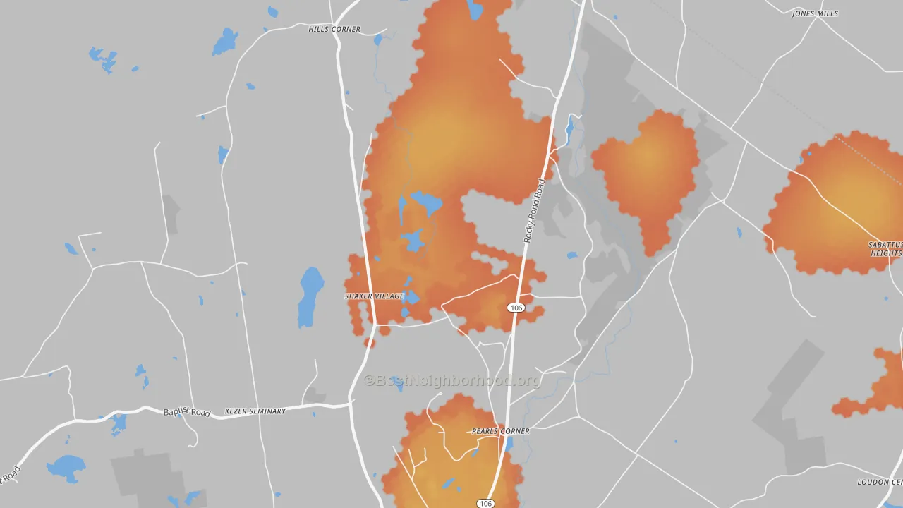 Bike Grade map of Pearls Corner, NH
