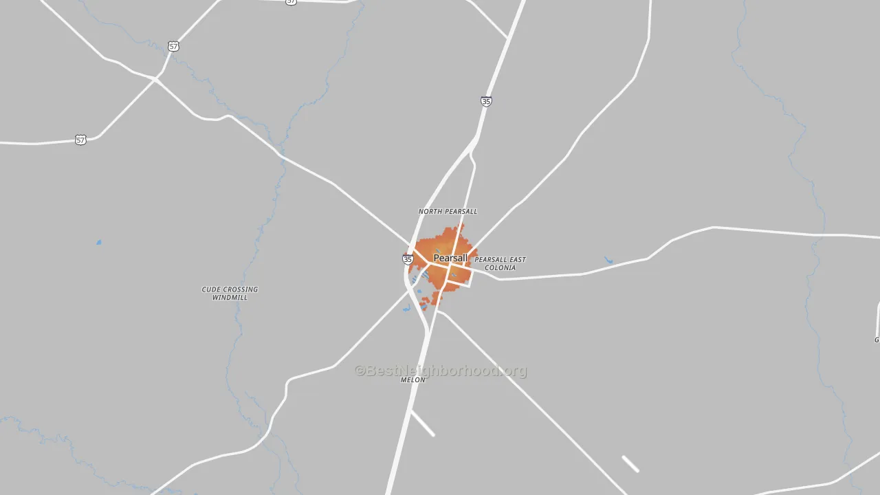 Bike Grade map of Pearsall, TX