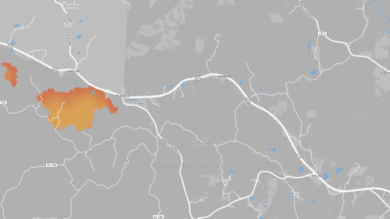 Bike Grade map of Pearson, AL