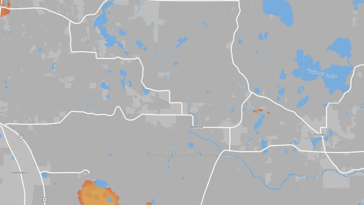 Bike Grade map of Pearson, WI