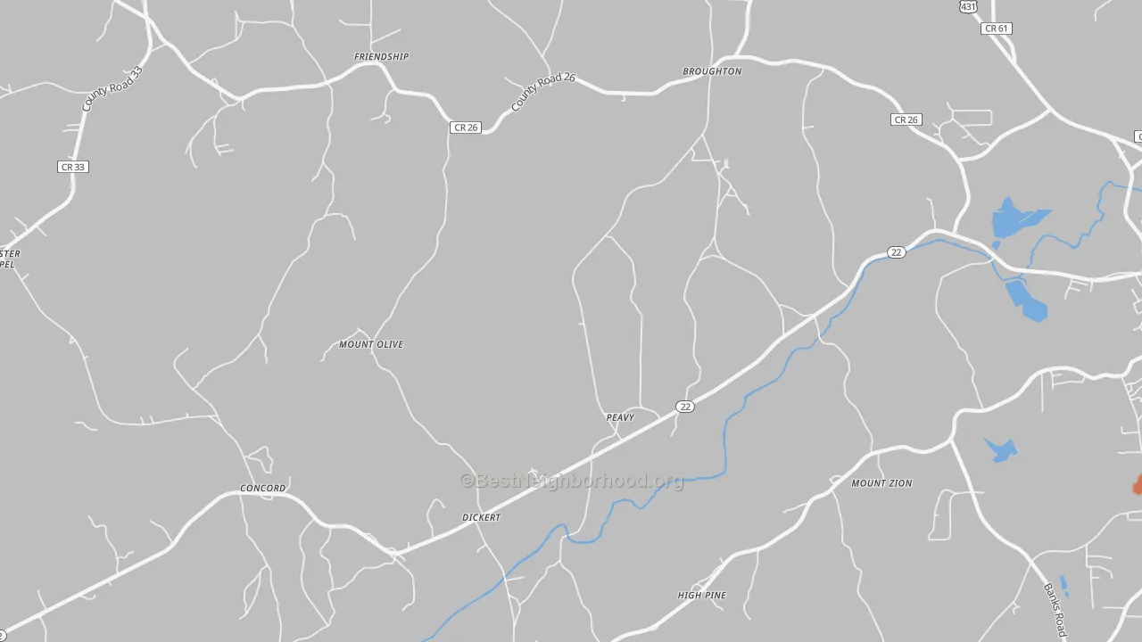 Bike Grade map of Peavy, AL
