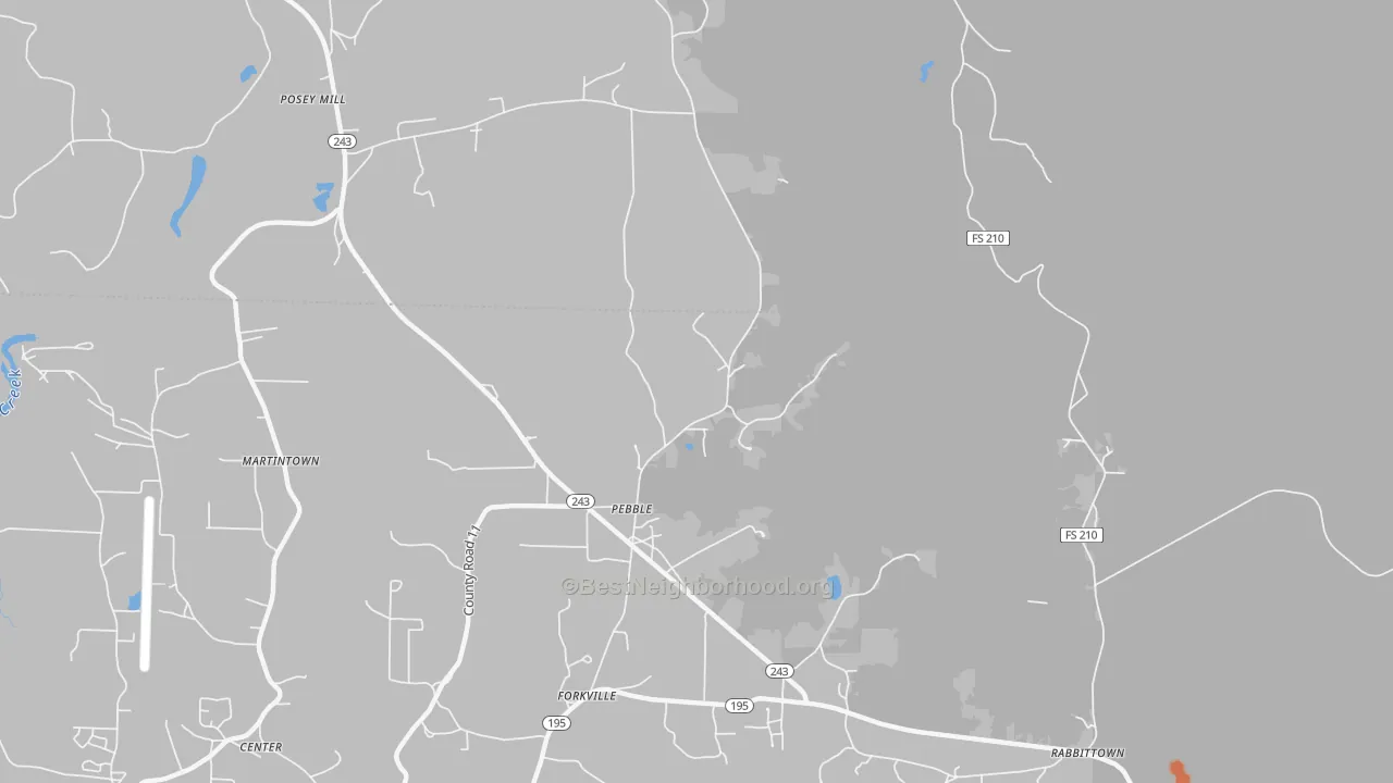 Bike Grade map of Pebble, AL