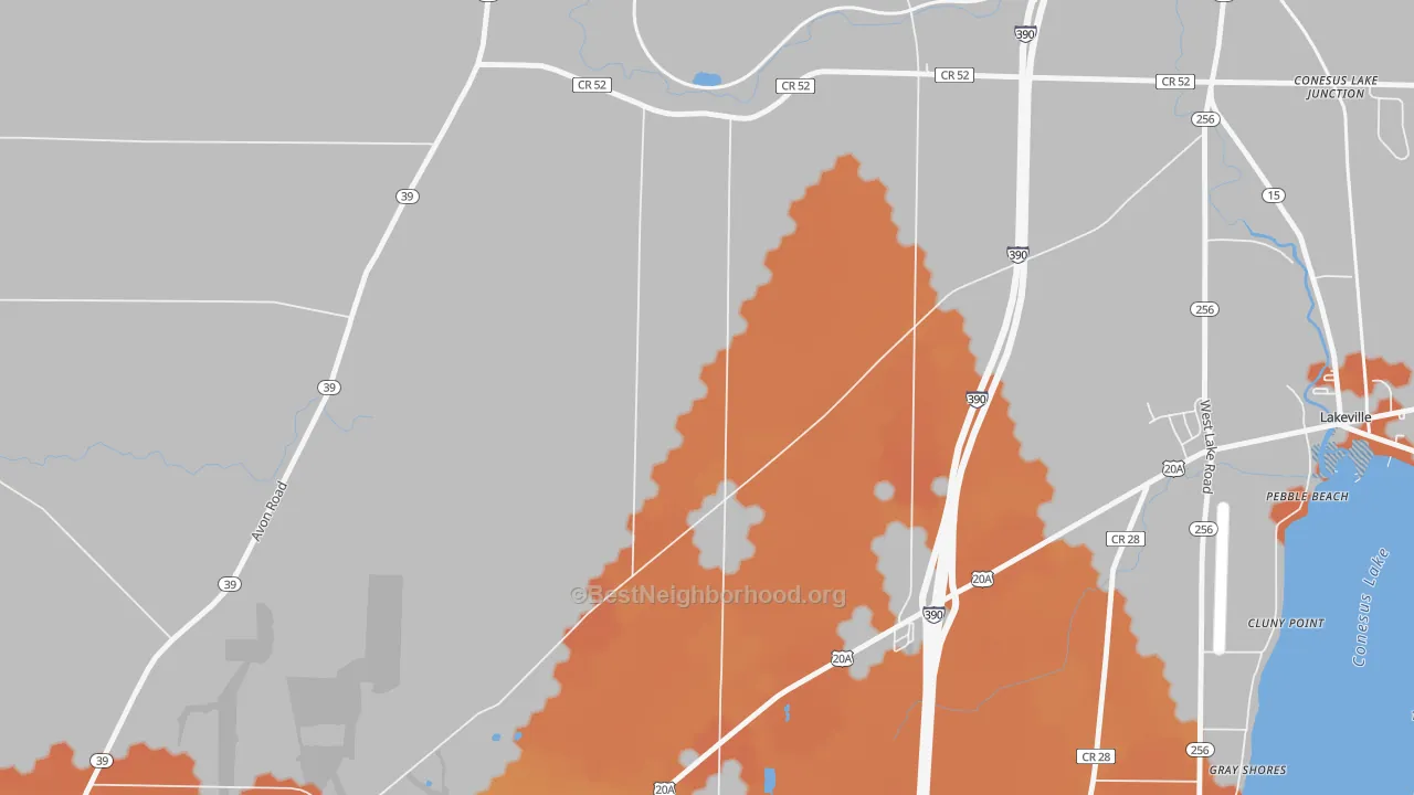 Bike Grade map of Pebble Beach, NY