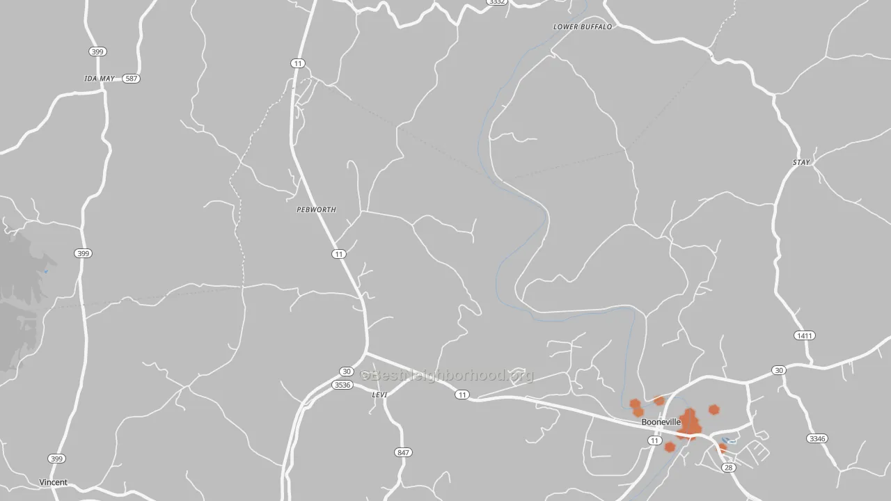 Bike Grade map of Pebworth, KY