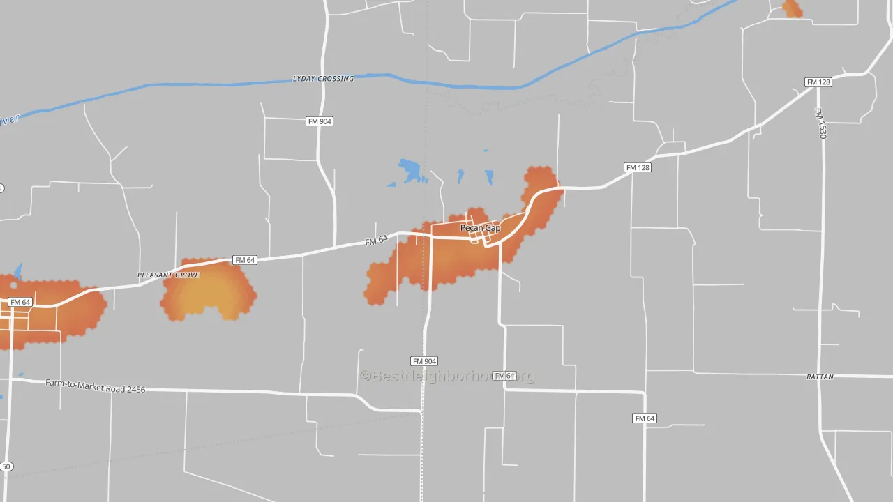 Bike Grade map of Pecan Gap, TX