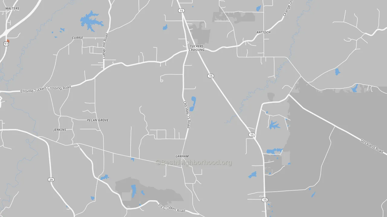 Bike Grade map of Pecan Grove, MS