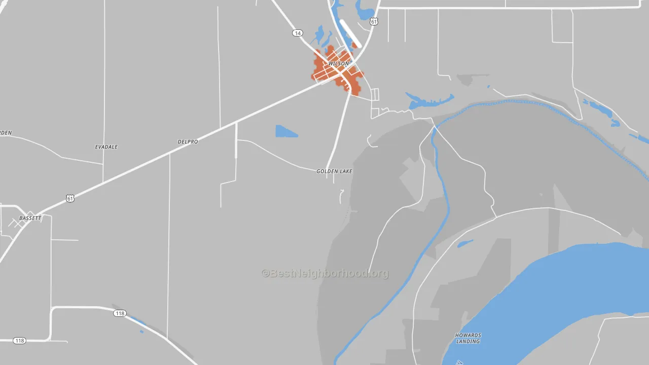 Bike Grade map of Pecan Point, AR