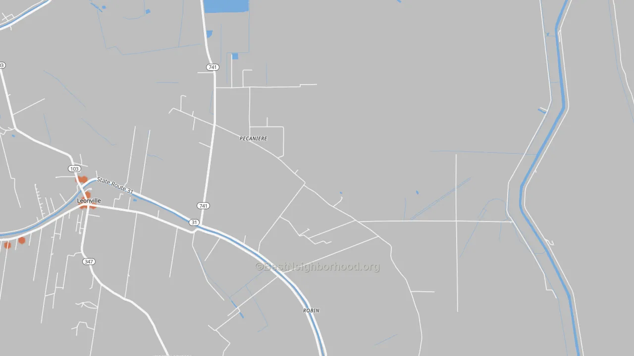 Bike Grade map of Pecaniere, LA